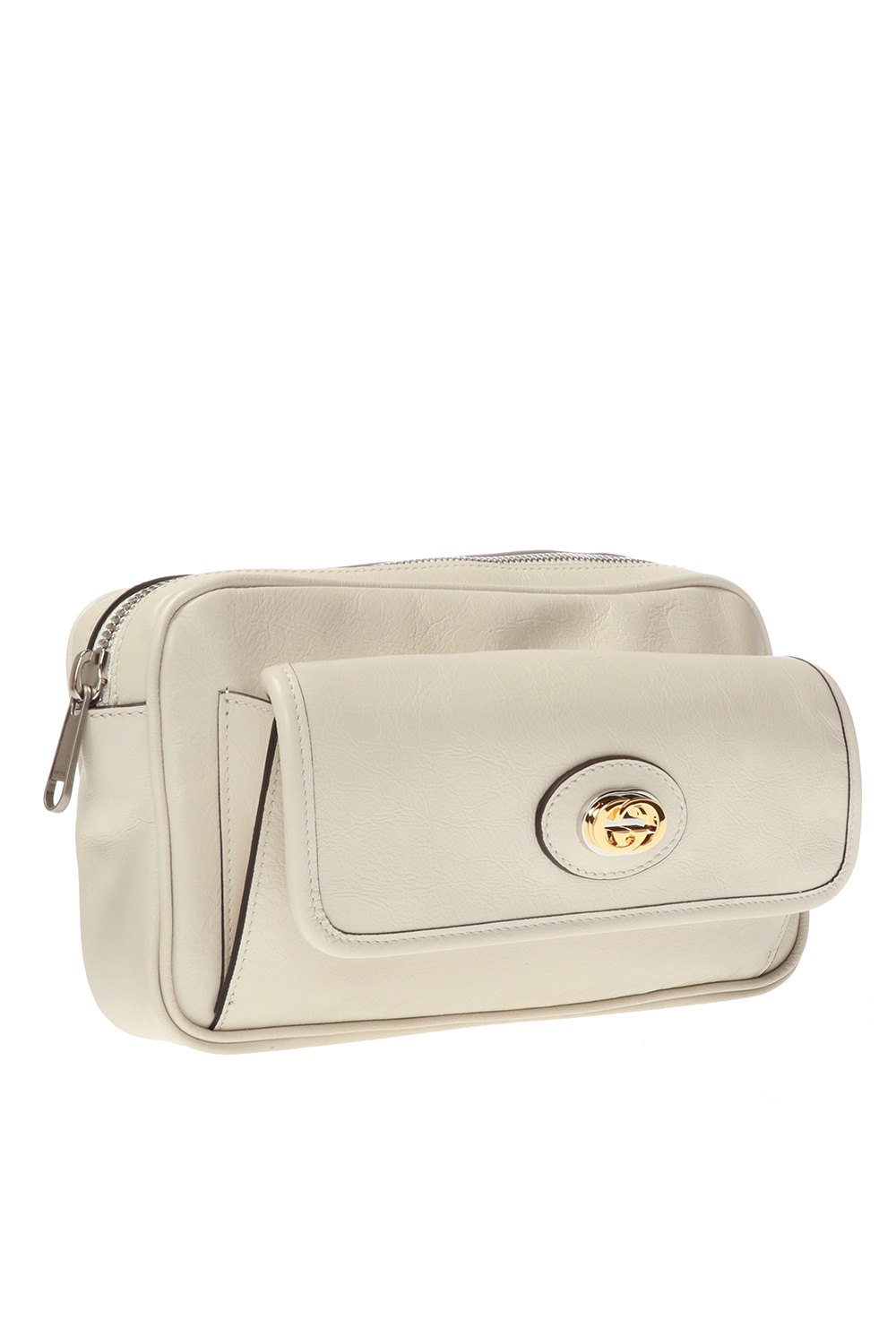 gucci leather belt bag white